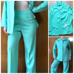 Deadstock Vintage 1970s Mint Green Pant Suit 70s